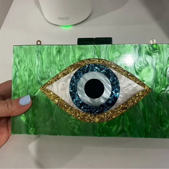 Green Evil Eye Acrylic Clutch - Picture 5 of 7